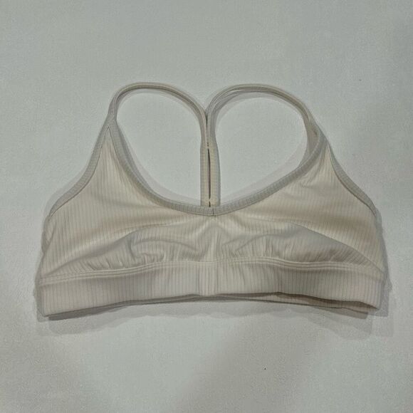 Alo Yoga Ribbed Sports Bra White Ivory Size Small Minimalist Activewear - Picture 2 of 6